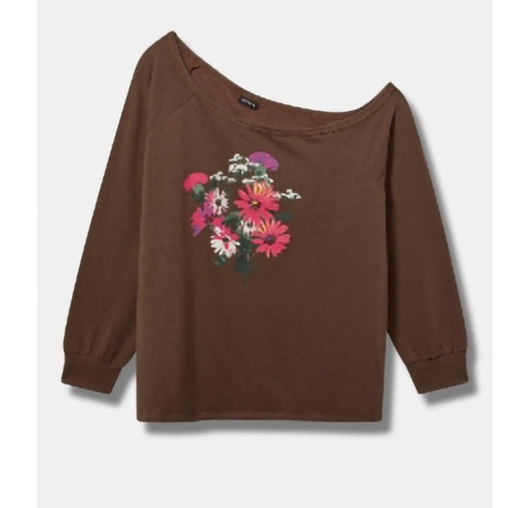Brown Floral Off The Shoulder Top